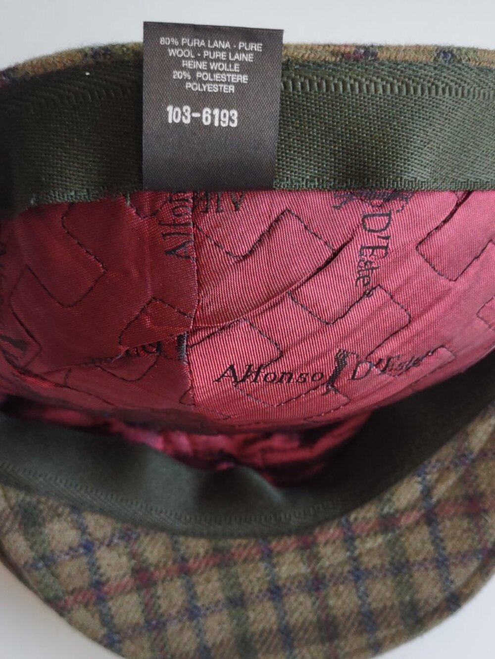 Goorin Bros Italy Glen Plaid Wool Newsboy Cap Alfonso D'Este Size 55  US 6 7/8 - Picture 11 of 14
